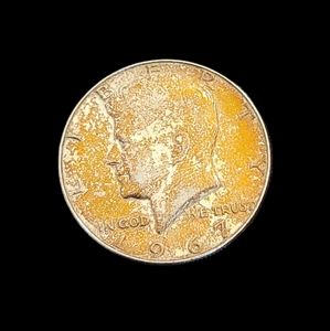 1967 Kennedy Half Dollar Liberty Coin Silver Copper Toned Collectable